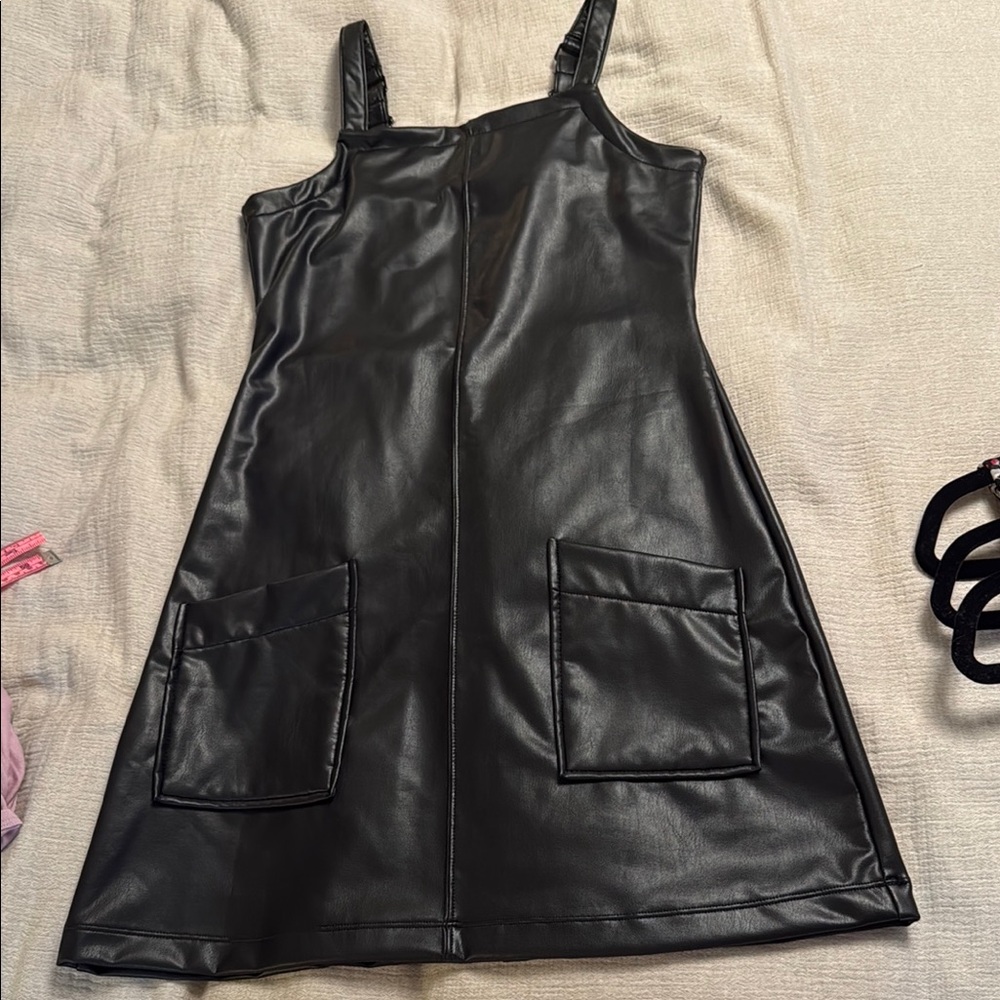 Abercrombie Black Faux Leather Dress with Pockets